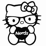 Kitty Hello Pages Nerd Coloring Stickers Drawing Decals Face Emoji Car Decal Window Nerds Vinyl Sticker Getcolorings Truck Printable Tattoos sketch template