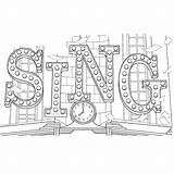 Sing Coloring Pages Movie Printable Colouring Singing Sheets Color Kids Drawing Clipart Online Birthday Books Print Lighted Sign Title Characters sketch template