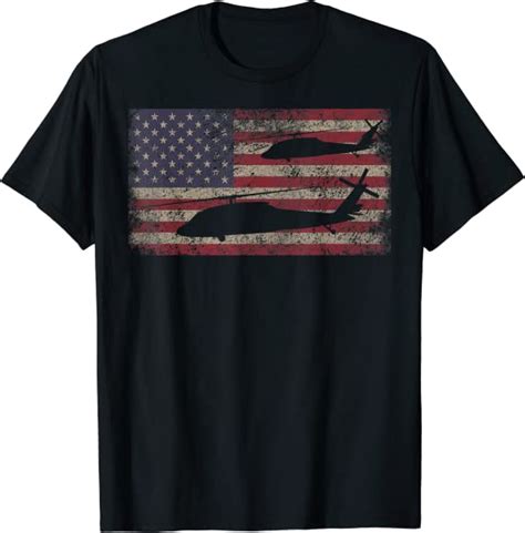 Uh 60 Black Hawk Helicopter T Usa Flag T Shirt Uk Clothing