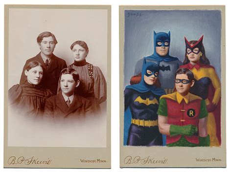 artist transforms old portraits into vintage superheroes