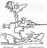 Water Skiing Drawing Cartoon Line Leishman Guy Ron Protected Law Copyright May sketch template