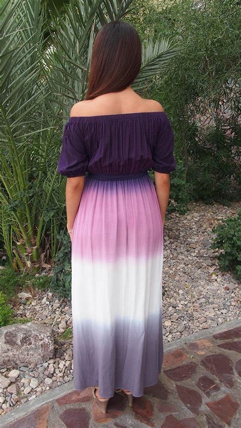 all she wants purple ombre off the shoulder maxi dress