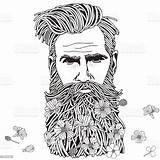 Coloring Pages Hipster Adult Man Book Bearded Male Beard Lion Vector Color Line Flowers Illustration Drawn Getcolorings Spring Hand Long sketch template