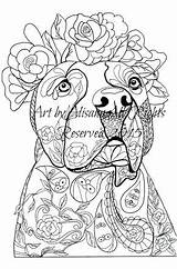 Coloring Pages Pitbull Dog Adults Dogs Cry Smile Later Now Tattoo Books Book Skull Adult Sheets Chien Dessin Sugar Mandala sketch template