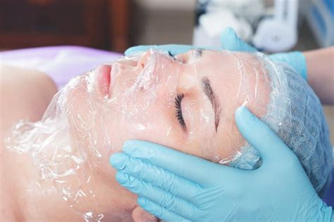 woman  spa salon receive skin treatment stock image image