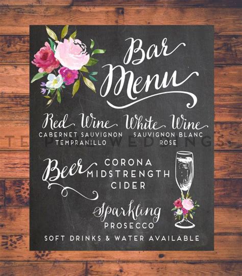 pin  elena   wedding wedding bar menu template bar menu bar