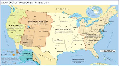 Free U S Time Zone Maps With Cities And States