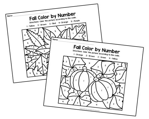 color  number fall coloring pages