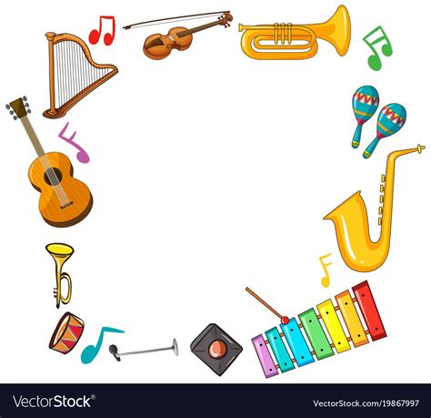 border template  musical instruments vector image clip art
