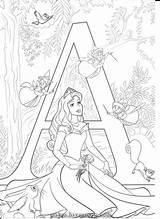 Pages Disney Coloring Alphabet Abc Princess sketch template