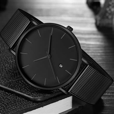 black wrist  men watches male business style wristwatches stainless steel quartz