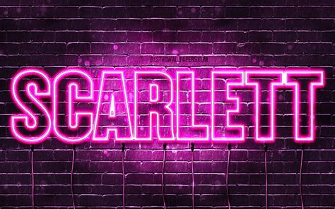 scarlett with names female names scarlett name purple neon lights
