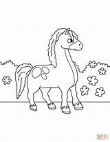 Coloring Horse Cute Pages Paper Drawing sketch template