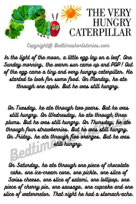 hungry caterpillar story printable   hands  amazing