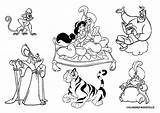 Aladdin Coloring Pages Disney Characters Printable Animation Movies Jasmine Princess Colouring Color Print Rajah Drawing Abu Drawings Kids Book Kb sketch template