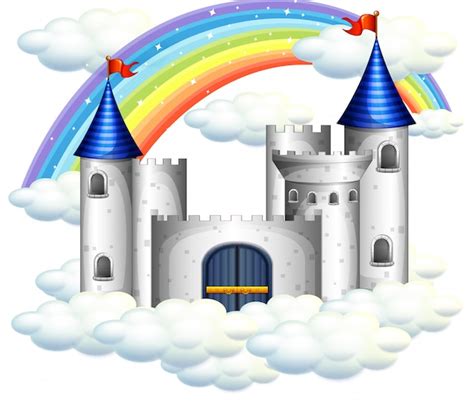 premium vector  rainbow  beautiful castle