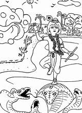 Kaliya Krishna Naga Leela Poisonous Yamuna Facing Colornimbus sketch template