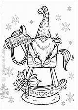 Coloring Christmas Pages Horse Gnome Adult Tomte Books Kids Coloriage Sheets Noel Rocking Printable Color Colors Chrétien Book Drawing Un sketch template