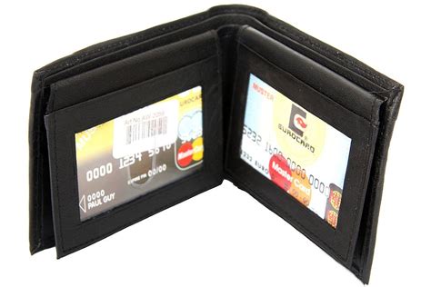 bifold double bill  id window  credit card wallet black mens wallet