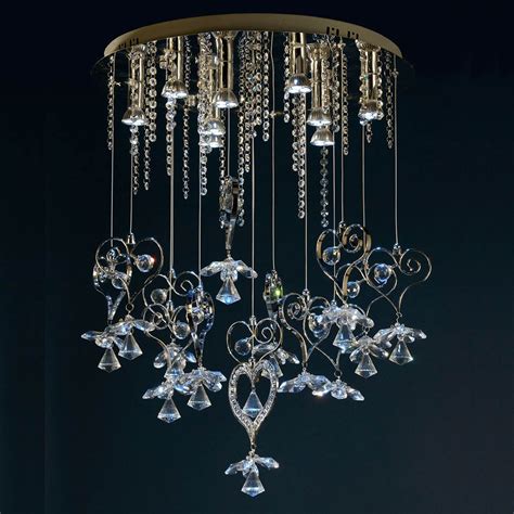 contemporary chrome  clear blue glass chandelier chandeliers