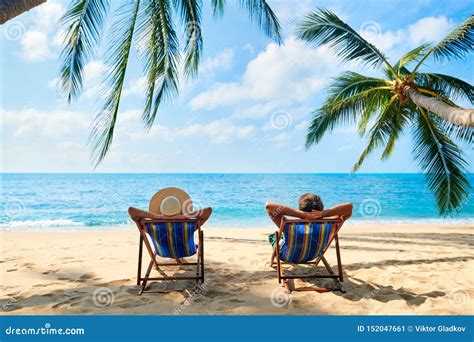 couple relax   beach enjoy beautiful sea   tropical island stock image image