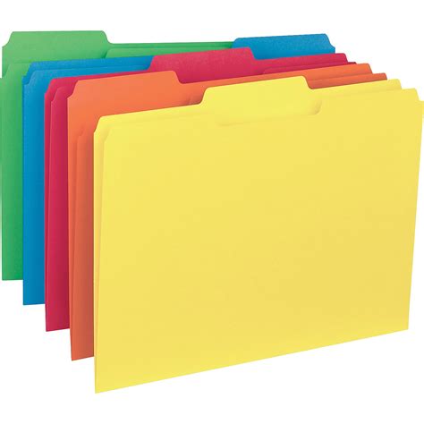 business source  cut colored interior file folders assorted