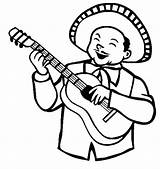 Coloring Mariachi Guitar Mexican Pages Mayo Cinco Player Drawing Getdrawings Band Outline sketch template