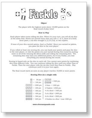 farkle rules   printable farkle dice game rules dice games family card games dice