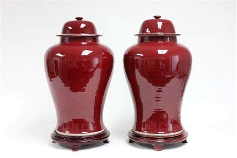 pair chinese large red porcelain ginger jars feb   time