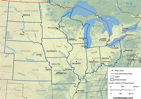 midwest midwestern united states world  maps