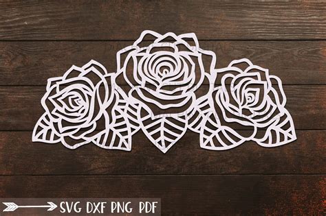 Roses With Leaves Border Svg Dxf Cut Out Laser Cricut Files 856765