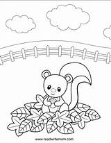 Fall Coloring Pages Printable Squirrel Kids Cute Animals Readwritemom sketch template