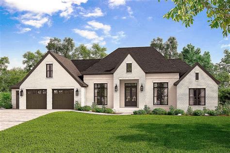plan hz exclusive  bed french country home plan  optional bonus room brick exterior