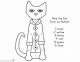 Pete Cat Color Number Coloring Pages Printable Kids sketch template