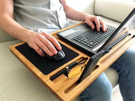 lap desk oak wood laptop stand  fathers day gift  etsy