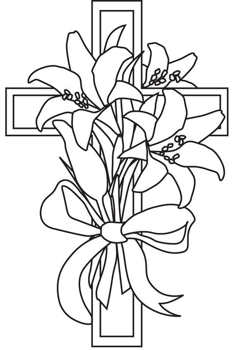easter cross cross drawing flower coloring pages easter coloring pages
