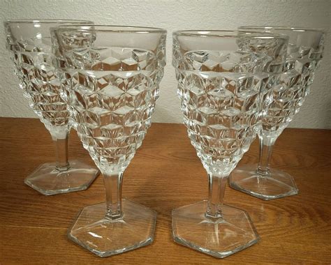 Fostoria American Clear Glass Hex Footed Stemmed 6 And 1 4 Water Goblets