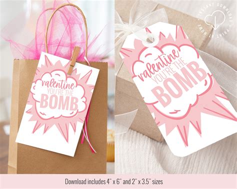 valentine youre  bomb tag template printable etsy