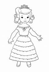 Princess Coloring Pages Little Princesses Cute Dress sketch template