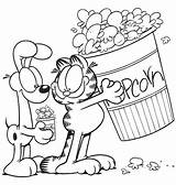 Popcorn Garfield Colouring Kids Websincloud sketch template