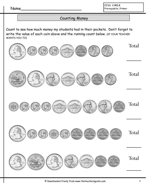 printable money worksheets gallery worksheet  kids