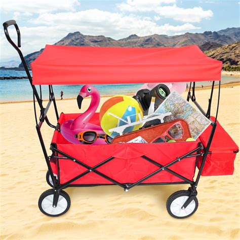 beach wagon  sand  canopy heavy duty collapsible utility wagon beach wagon  handle