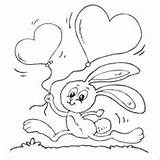 Bunny Card Coloring Valentine Hearts Valentines Pages Surfnetkids Heart Ballons sketch template