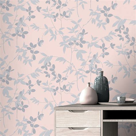rasch blush pink grey foliage wallpaper  images blush