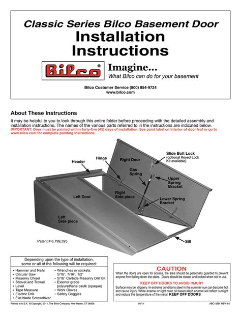 bilco basement door installation instructions
