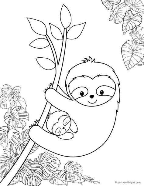 print   cute sloth coloring pages  kids adults