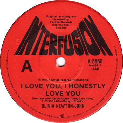 Olivia Newton John I Love You I Honestly Love You 1974 Vinyl