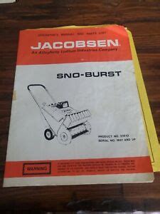 jacobsen snow blower operators manual sno burst serial     ebay