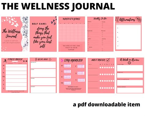 printable wellness journal template