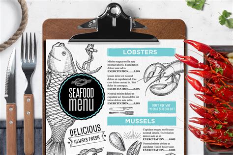 seafood menu template barcelona design shop